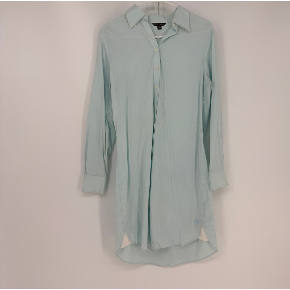 Brooks Brothers Shirt Dress 10 Light Blue Cotton Button Up Preppy Versatile